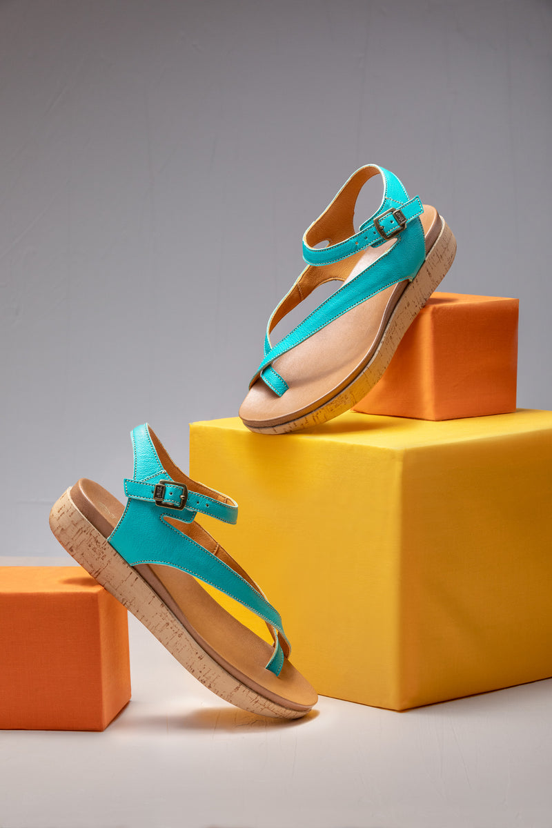 turquoise platform sandals